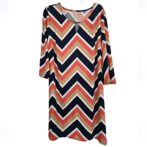 Chevron Patterned Multicolor Shift Dress Sz 2x Nwt - Picture 1 of 5